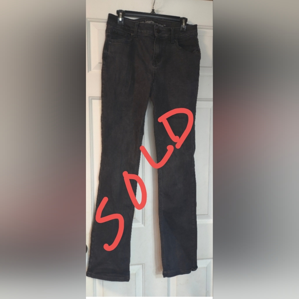 Maurices Black Wash Mid Rise Denim Jeans Gray Straight Tall Pants 10 X-Long